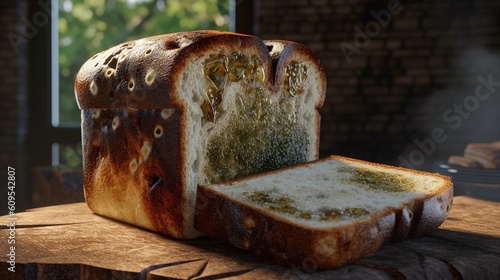 old bread invaded by fungi