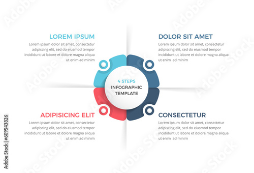 Circle diagram with 4 steps with place for your text, infographic template