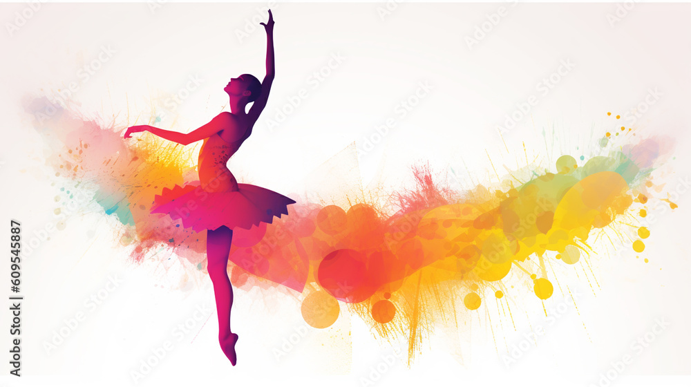 Fototapeta premium International Dance Day illustrative banner with different dance moves on white background. Generative ai