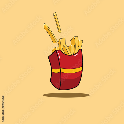 The illustration of french fries cartoon style 