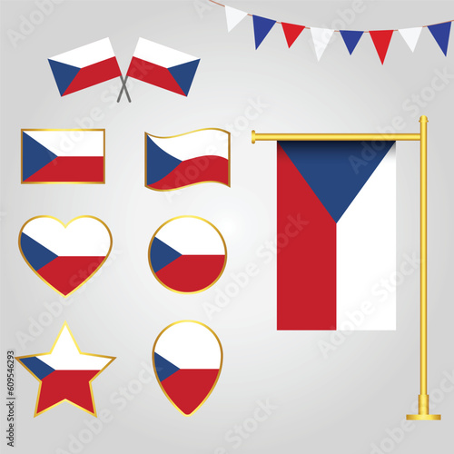 Free Download Vector collection of Czech republic Europe flag emblems and icons in different shapes - GFXLoad