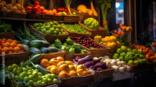 fruits and vegetables at the market, Generative AI