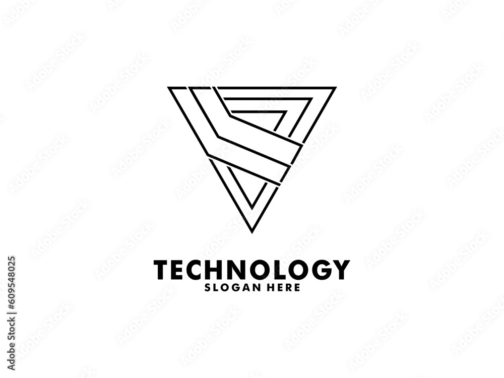 Abstract Digital technology logo design template with Triangle shape, Abstract universal premium logo design. Creative line symbol. Abstract Digital technology logo design template with Triangle shape, Abstract universal premium logo design. Creative line symbol.