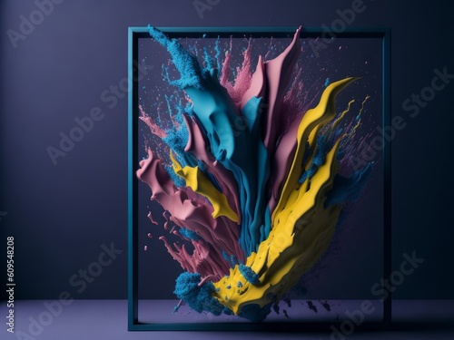 Abstract colorful splattered paint out of frame. AI Generated