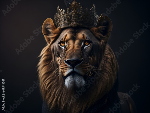 Lion in crown AI Generated