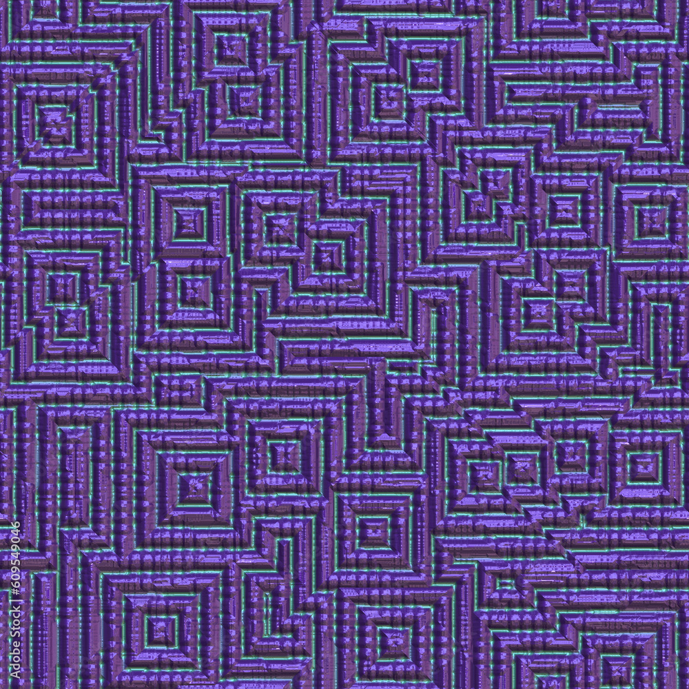 Purple violet brilliant foil glass metal lines, squares, labyrinth seamless backdrop. Purple violet brilliant foil glass metal lines, squares, labyrinth seamless backdrop.