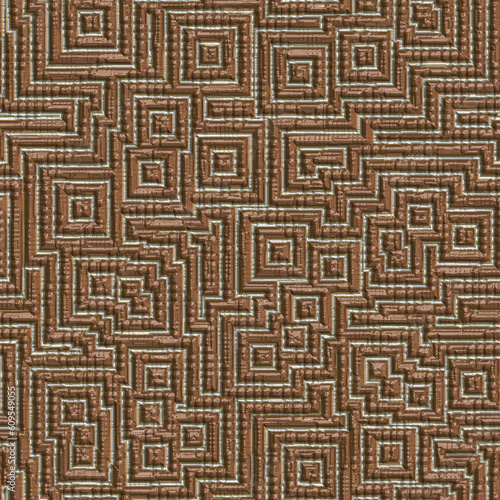Light Brown brilliant glass metal lines labyrinth seamless pattern.
