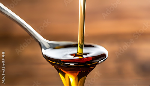 honey dripping from a spoon, sweet, pour, wine, drop,  AI generated	