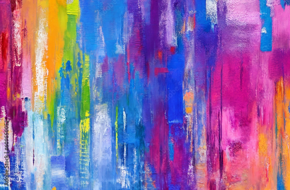 Colorful abstract painted wall background. Colorful paint splashes. AI generated