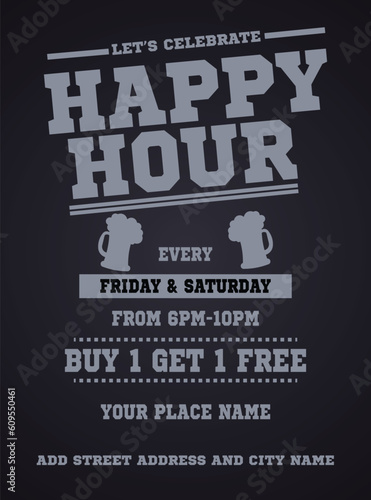 happy hour beer night party poster flyer or social media post design