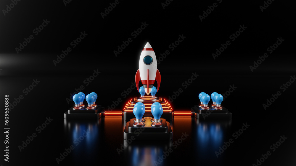 Obraz premium startup rocket ship