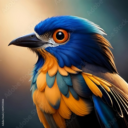 Colorful bird with vibrant colored feathers digital art illustration, Generative AI © Vecture