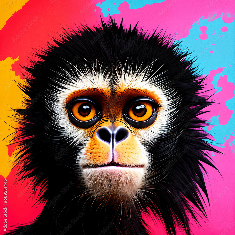 spider monkey animal abstract colorful painting with generative AI technology spider monkey animal abstract colorful painting with generative AI technology