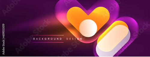 Neon circle abstract background. Template for wallpaper, banner, presentation, background