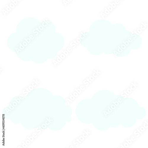 Clouds simple shape. Simple cute cartoon design. Icon or decoration collection. Realistic elements. Flat style vector illustration.