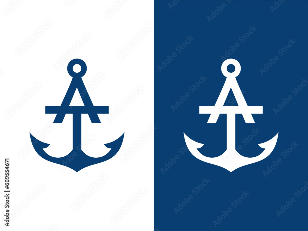Letter A with anchor logo vector template Letter A with anchor logo vector template