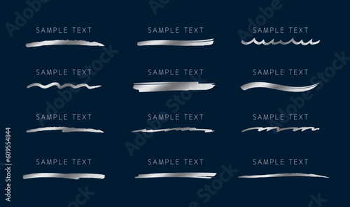 ペンで描いたシルバー色のアンダーラインブラシセット