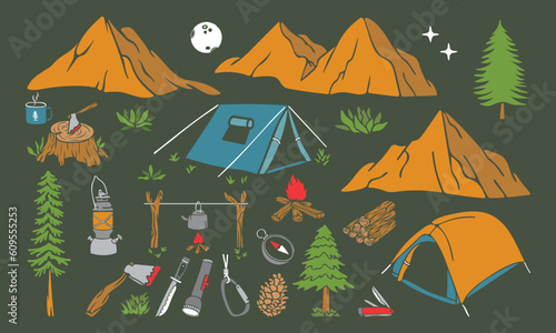 set of camping icons (ID: 609555253)