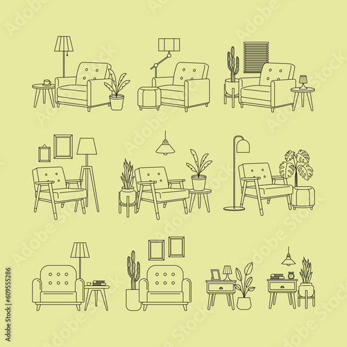 Living Room Interior Setup Objects
 (ID: 609555286)