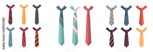 set vector illustration of multicolors necktie isolate on white background