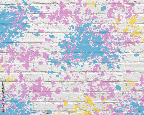 Brick background with splash paint © Infinite design