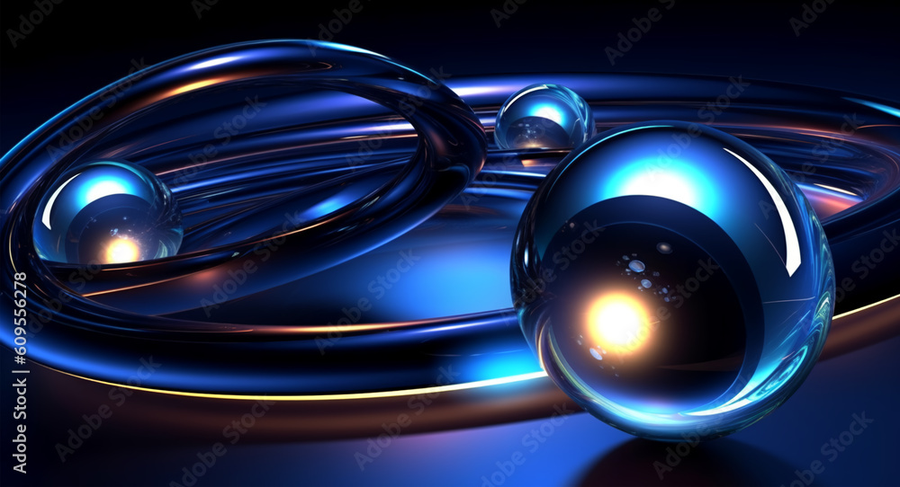 Wavy 3d abstract background with crystal ball. generative ai