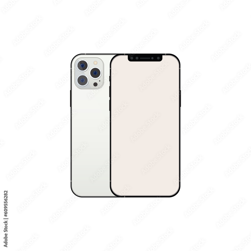 Starlight Iphone pro 14 mobile backside and front side view with blank screens Transparent image Starlight Iphone pro 14 mobile backside and front side view with blank screens Transparent image