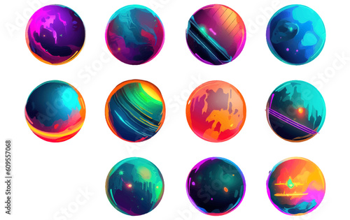 ui set vector illustration of unknown planets ,sphere and ball isolated on white background