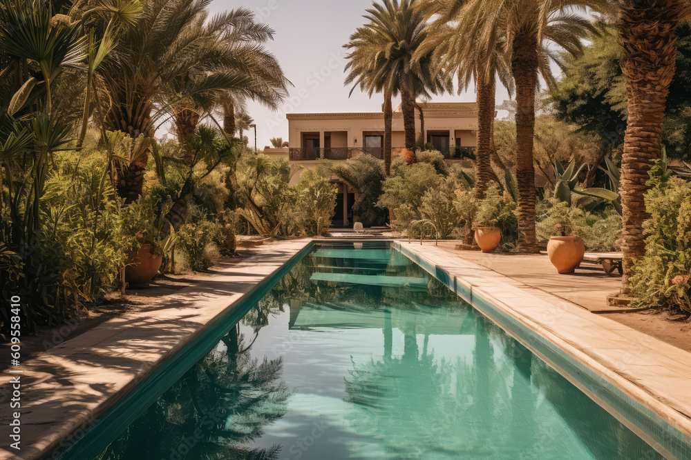 Fototapeta premium Ein schöner Pool in einer imaginären Anlage in Ägypten