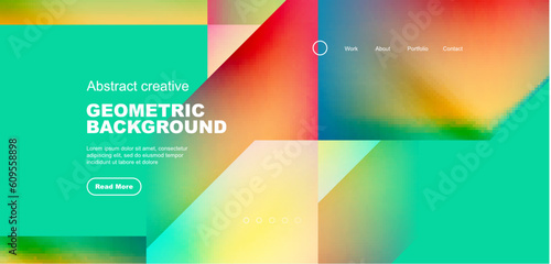 Triangles with fluid gradients, abstract landing page background. Minimal shapes composition for wallpaper, banner, background, leaflet, catalog, cover, flyer