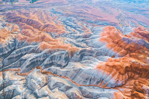 Colorful sand dunes of Ankara from aerial view. photo