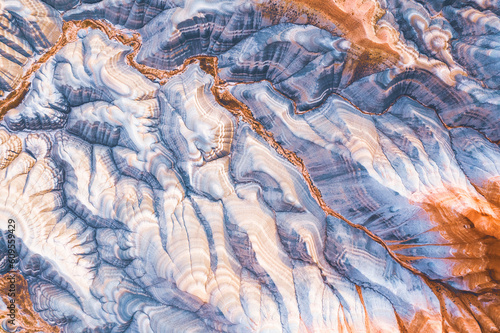Colorful sand dunes of Ankara from aerial view.