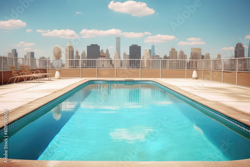 Ein Pool auf einem Dach in einer. Stadt wie New York