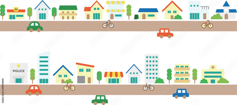 建物・街並み　イラストセット　03　カラー　ふちなし