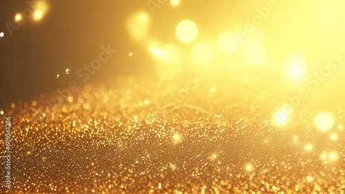 Abstract shiny light and gold particle background. Generative AI. © Preyanuch