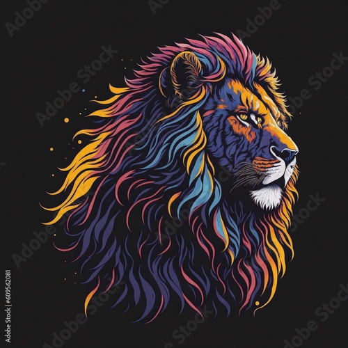 Lion head pop art illustration generative ai © MuneerGand