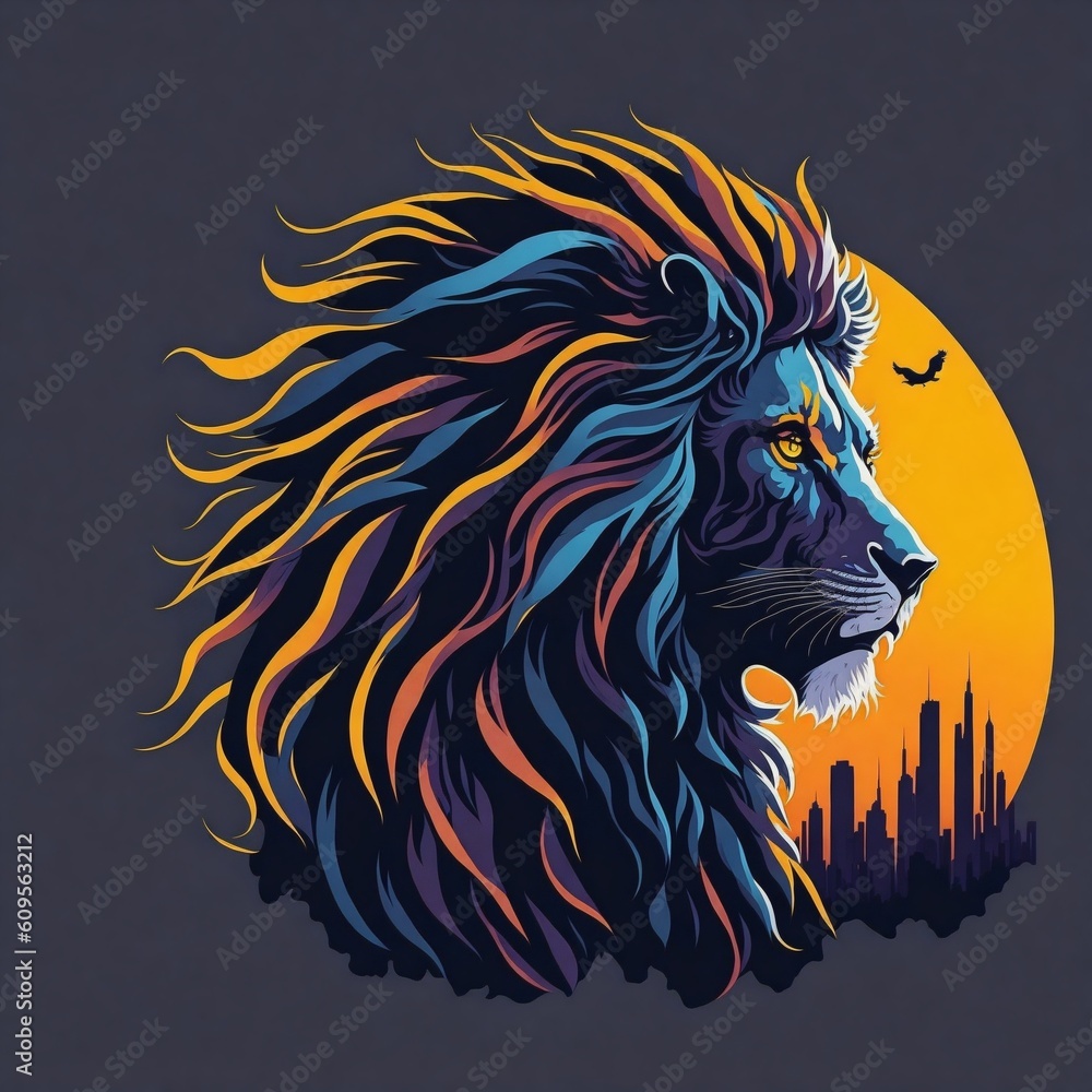 Lion head pop art illustration generative ai