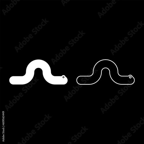 Creeping worm earthworm crawling invertebrate creep creature helminth parasite pest crawl angleworm set icon white color vector illustration image solid fill outline contour line thin flat style