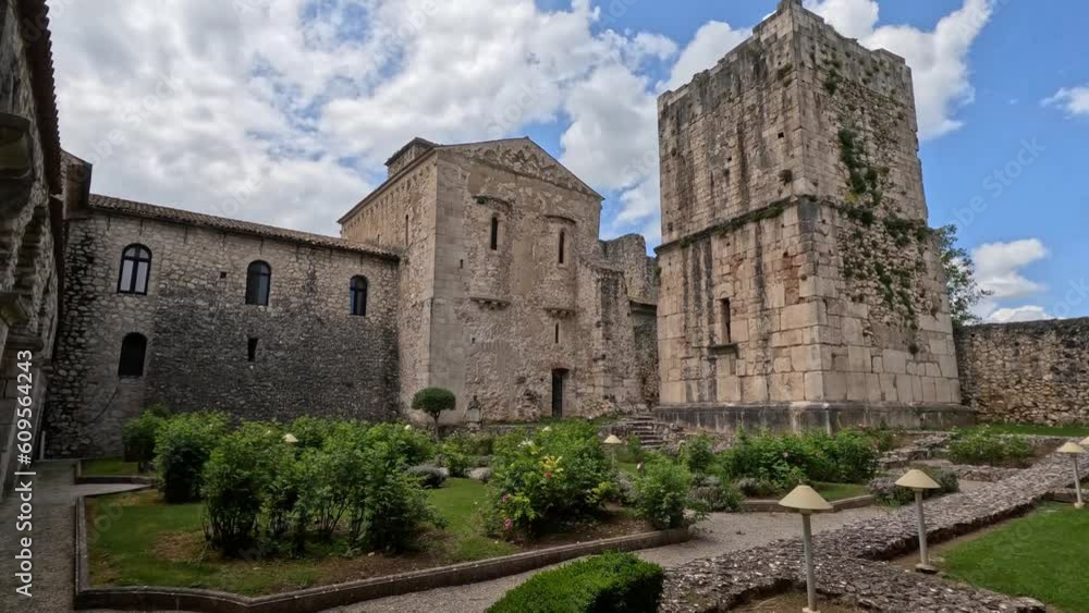 The cloister of the abbey of Goleto, a medieval monastery located in Campania, Italy. The cloister of the abbey of Goleto, a medieval monastery located in Campania, Italy.