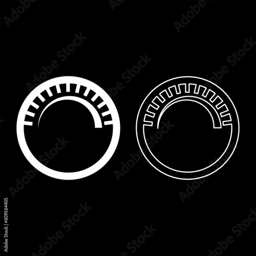 Knob regulation handle variation value regulating sign regulate level concept tuning button set icon white color vector illustration image solid fill outline contour line thin flat style
