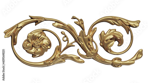 antique golden ornament pattern isolated clear background