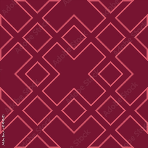 Seamless pattern pink geometric ornament on a burgundy background for textiles, wrapping paper, tablecloths, design, wallpaper