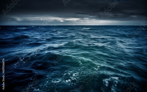 Waves on the deep blue sea. Generative AI technology. © Aleksandr