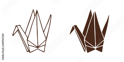 折り鶴の手描き風アイコン