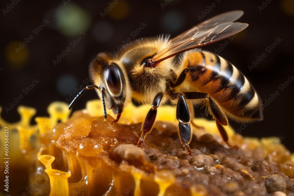 phone background nature mobile yellow insect honey macro pollen closeup gold bee. Generative AI. phone background nature mobile yellow insect honey macro pollen closeup gold bee. Generative AI.