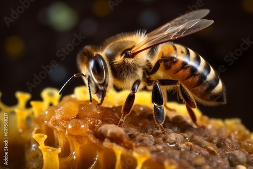 phone background nature mobile yellow insect honey macro pollen closeup gold bee. Generative AI. © SHOTPRIME STUDIO