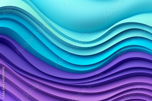 Colorful purple turquoise wave cut. Generate Ai
