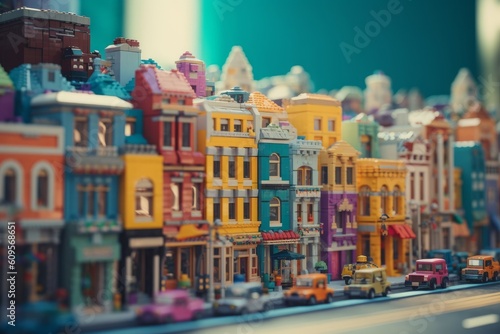 Colorful brick city. Generate Ai