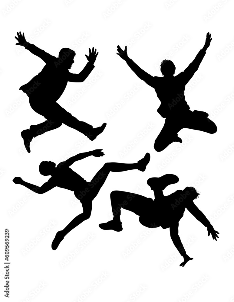 Parkour jumping sport training pose silhouette Parkour jumping sport training pose silhouette