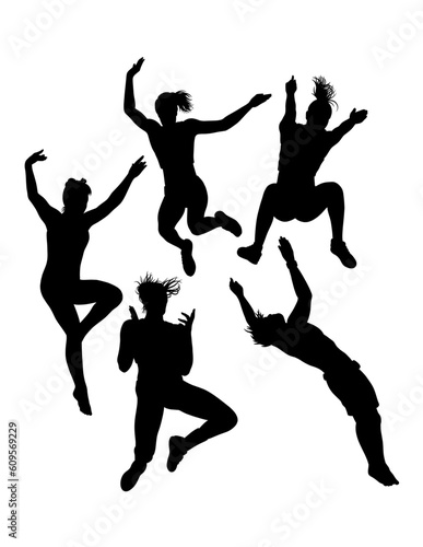 Parkour jumping and somersault sport training pose silhouette